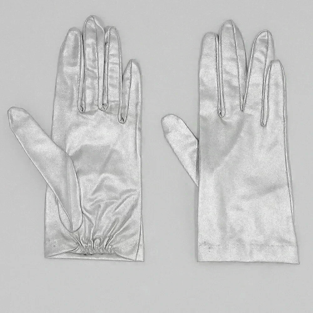 Deadstock Metallic Silver Gloves Size‎ XS Gloves Vintage Wedding Bridal Gloves
